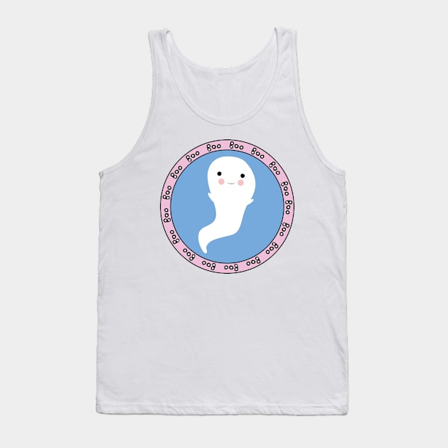 Sweet Ghost Emblem Halloween Circle Design Tank Top by frokenfryxell